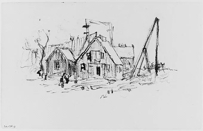 Shipyard (Mill Scene?) in Connecticut (from Sketchbook) — Henry Ward Ranger
