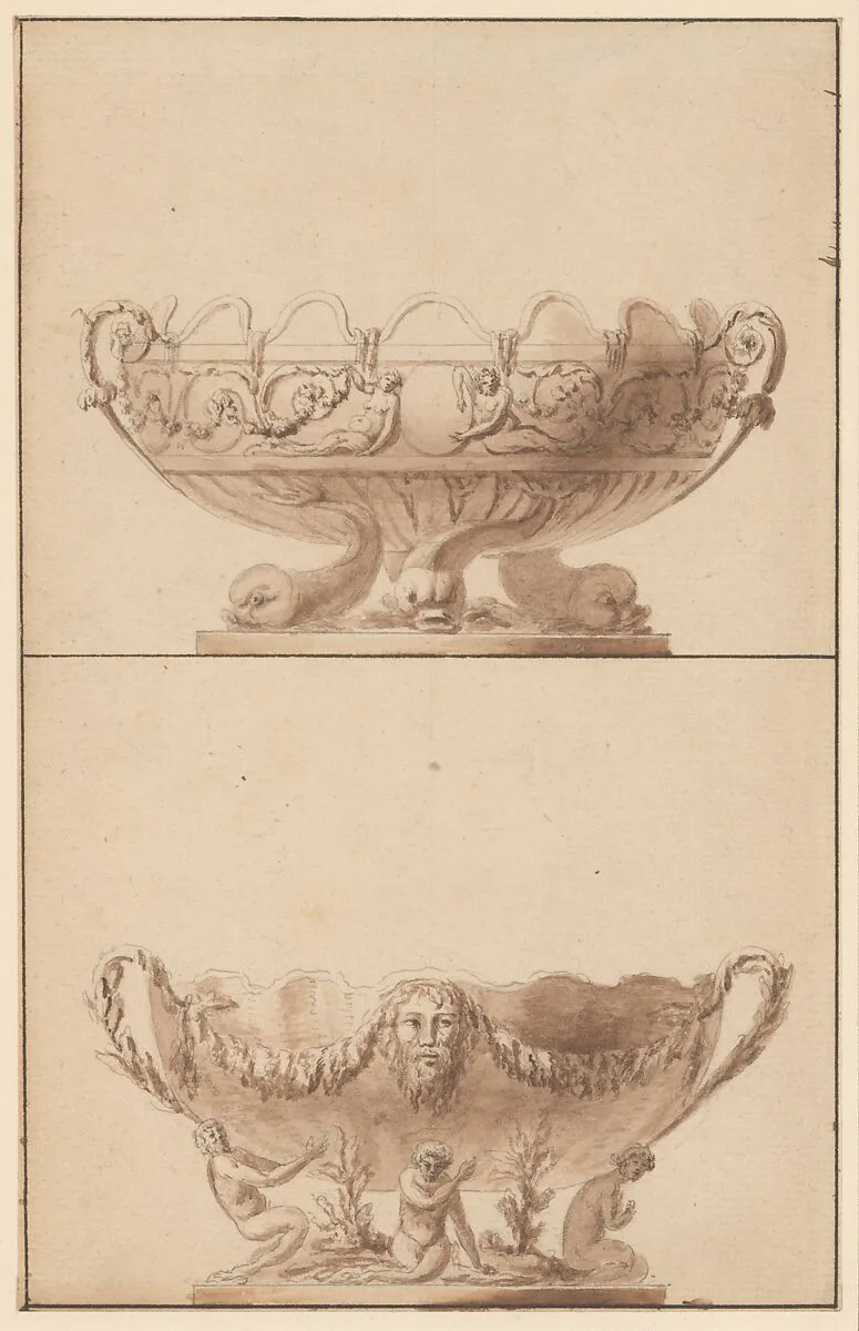 Two designs for wine coolers — Anonymous, French, 18th century