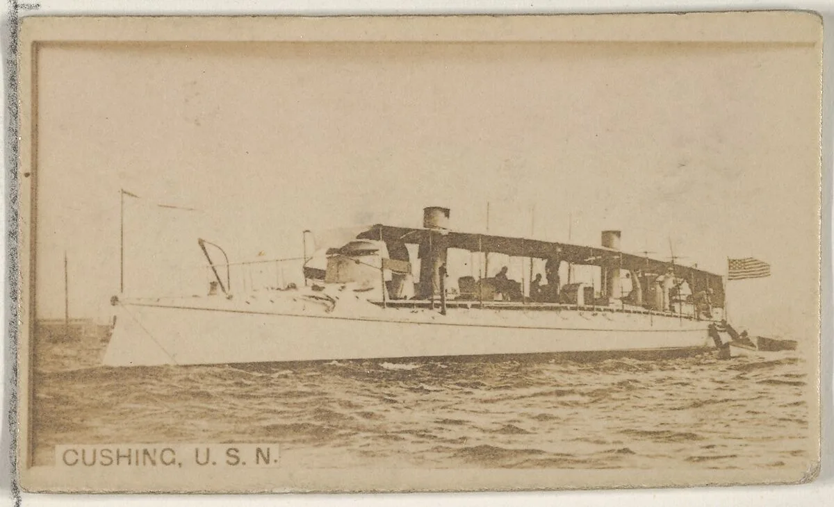 Cushing, U.S.N., from the Famous Ships series (N50) for Virginia Brights Cigarettes — Allen & Ginter