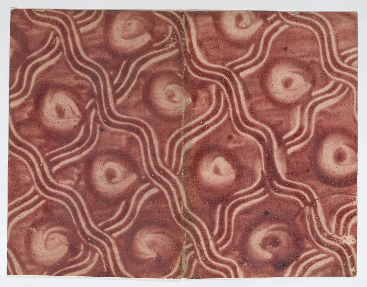 Book cover with overall pattern of red curved lines — Anonymous