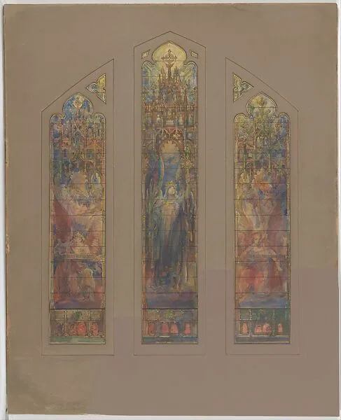 Design for triple lancet window — Tiffany Studios|Tiffany Glass and Decorating Company|Frederick Wilson