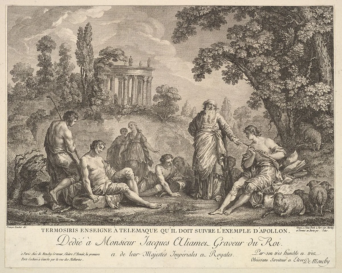 Termosiris Teaching Telemachus to Follow the Example of Apollo — Pietro Antonio Martini|François Boucher|Jean-Baptiste Patas