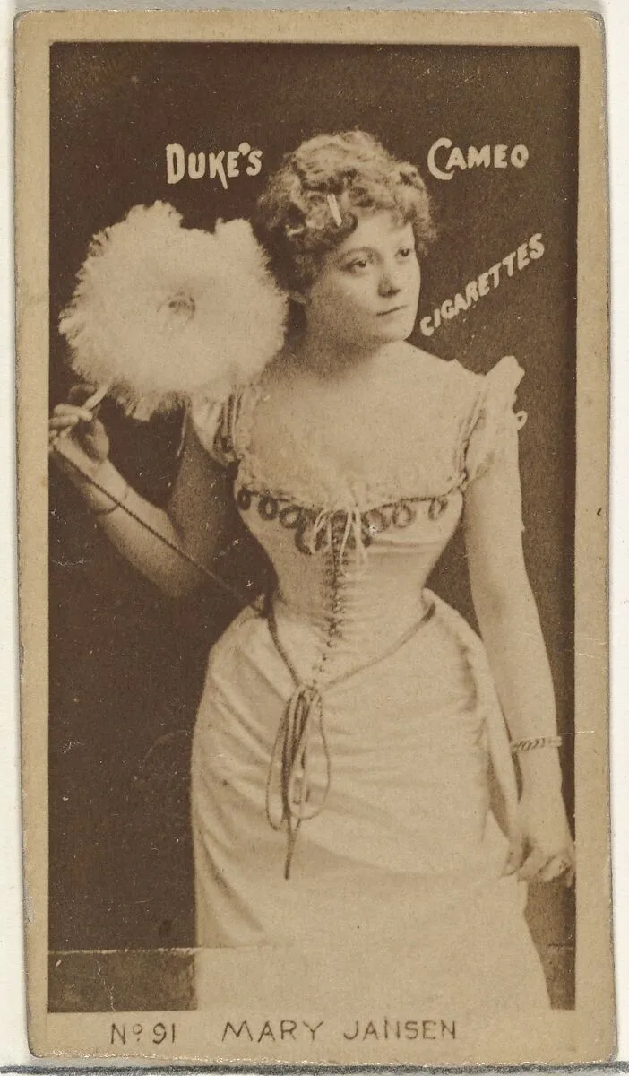 Card Number 91, Marie Jansen, from the Actors and Actresses series (N145-4) issued by Duke Sons & Co. to promote Cameo Cigarettes — W. Duke, Sons & Co.