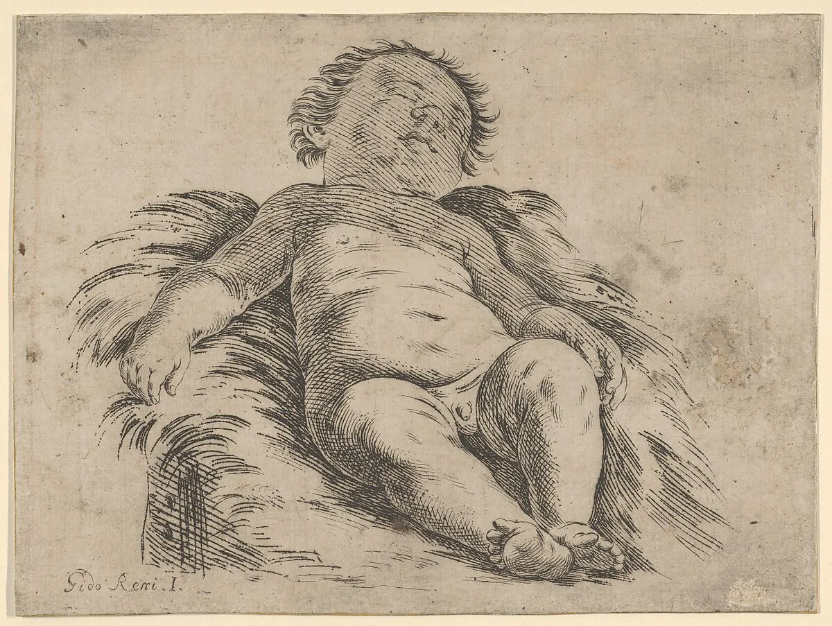 Sleeping child, partly in shadow, after Reni(?) — Anonymous, 17th century|Guido Reni