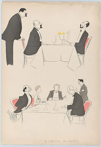 A L'Hotel de Paris (two tables, one with Grand Duke Nicholas, the other with Princess Hohelohe), from Monte Carlo, 2nd Serie