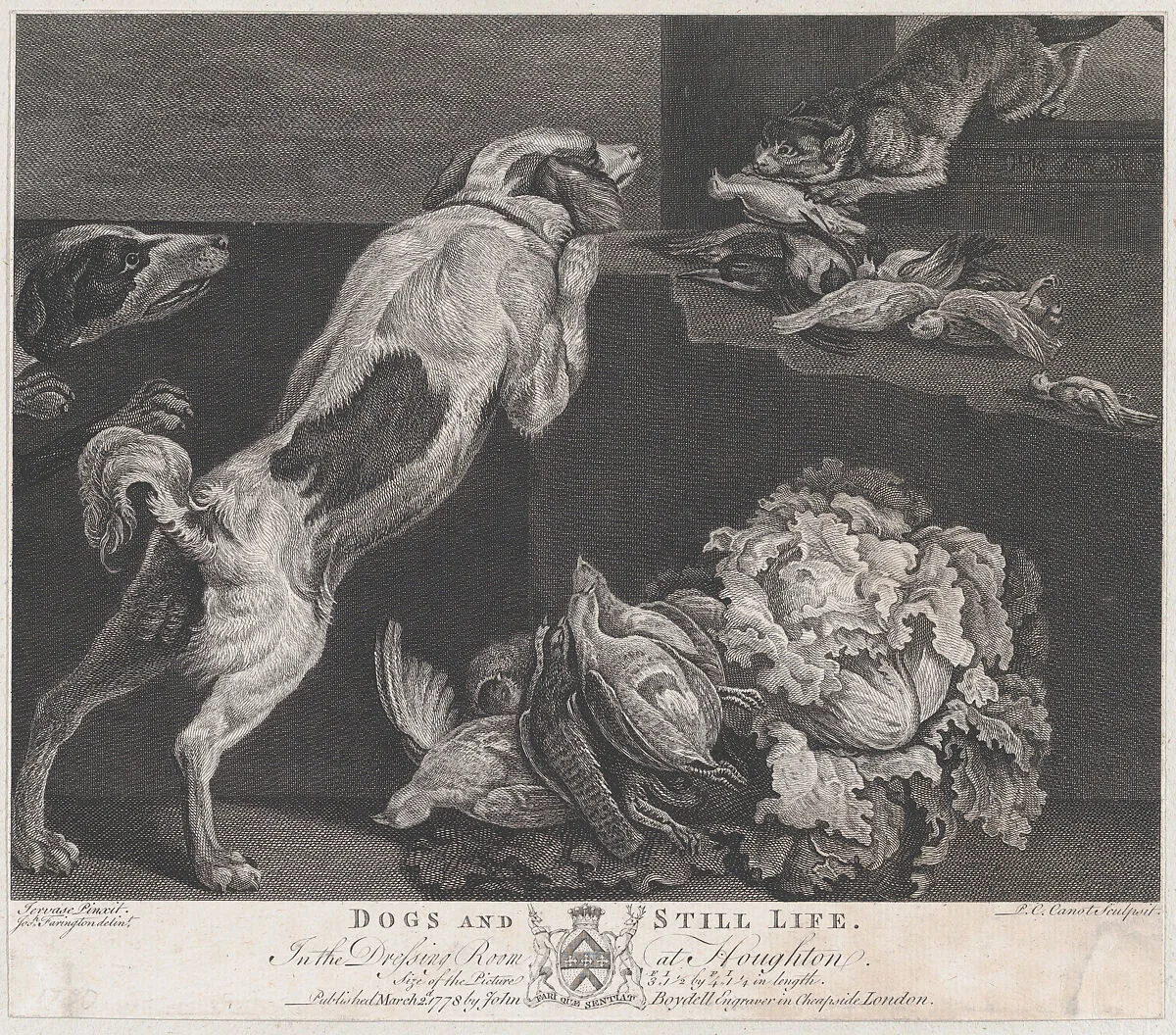 Dogs and Still Life — John Boydell|Charles Jervas|Pierre Charles Canot|Joseph Farington