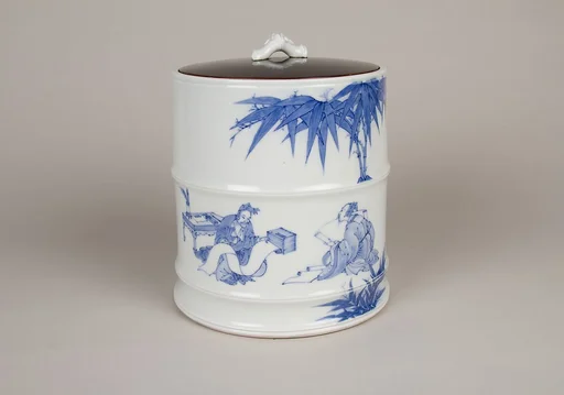 染付竹林の七賢文水指|Water Jar (Mizusashi) with the Seven Sages of the Bamboo Grove