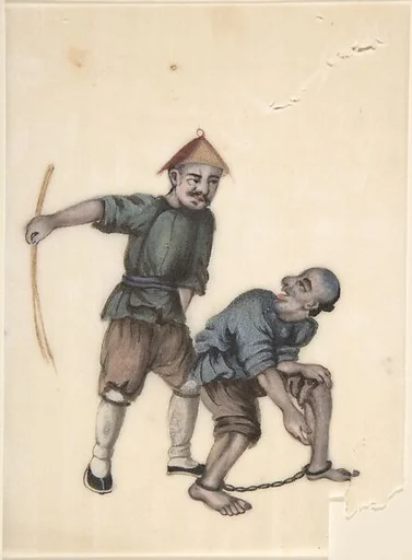 Chinese coolies and slaves in chains