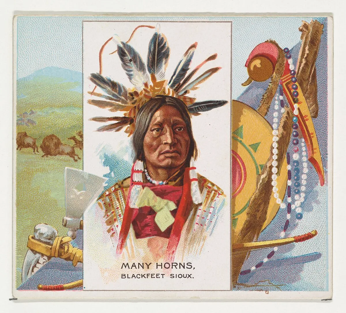 Many Horns, Blackfeet Sioux, from the American Indian Chiefs series (N36) for Allen & Ginter Cigarettes — Allen & Ginter