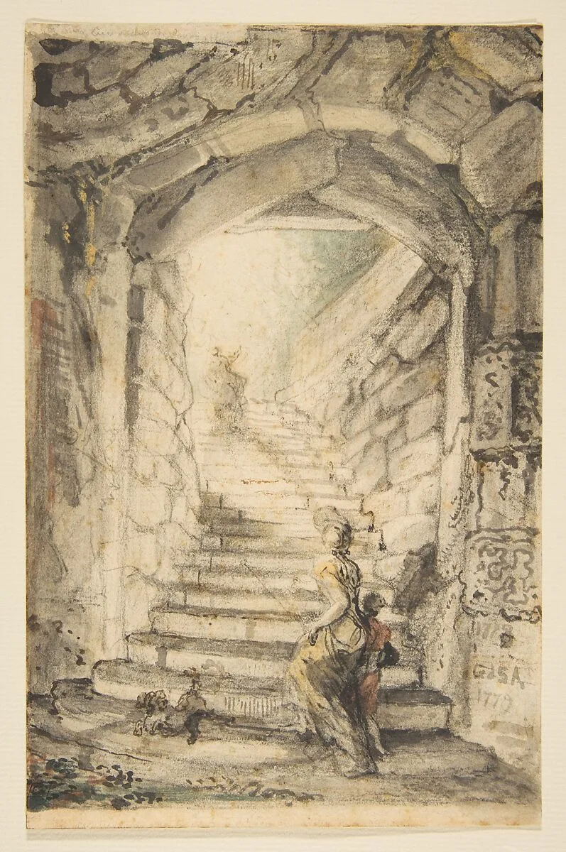 L'Escalier (The Curving Stair) — Gabriel de Saint-Aubin