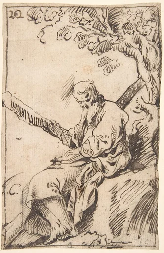 Figure of St. Andrew seated in a Landscape