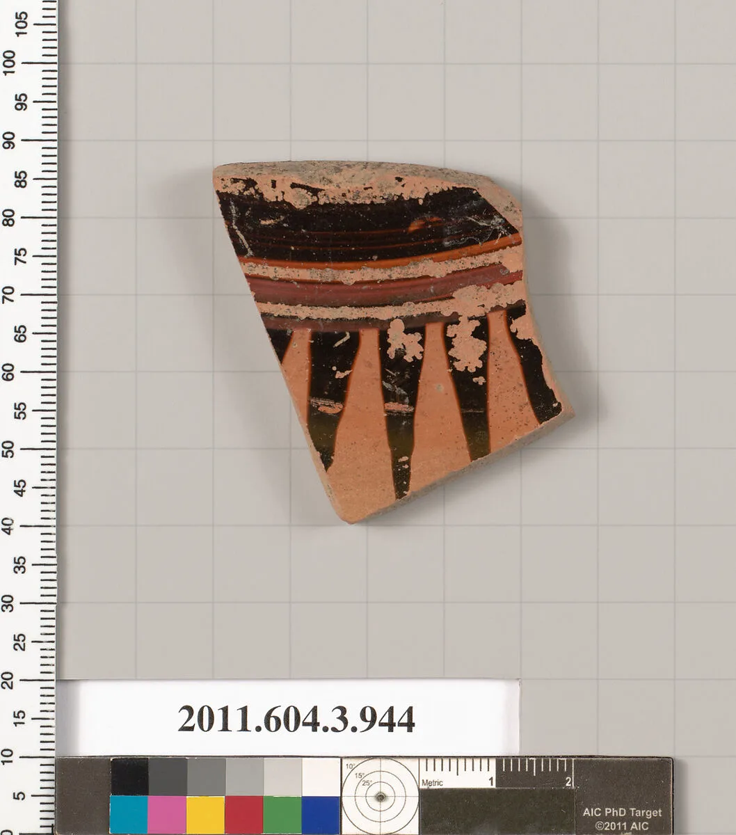 Terracotta fragment of a lekanis lid (covered dish) — Unknown