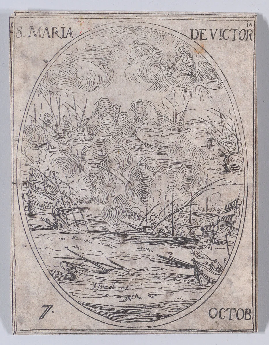 Ste. Marie des Victoires (St. Mary of Victories), October 7th, from "Les Images De Tous Les Saincts et Saintes de L'Année" (Images of All of the Saints and Religious Events of the Year) — Jacques Callot|Israël Henriet