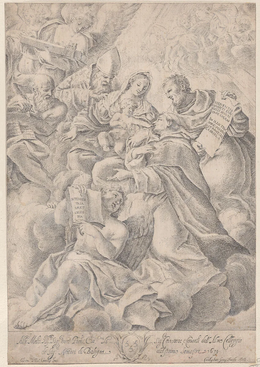 A male saint kneeling before the Christ child — Carlo Antonio Forti|Domenico Maria Canuti