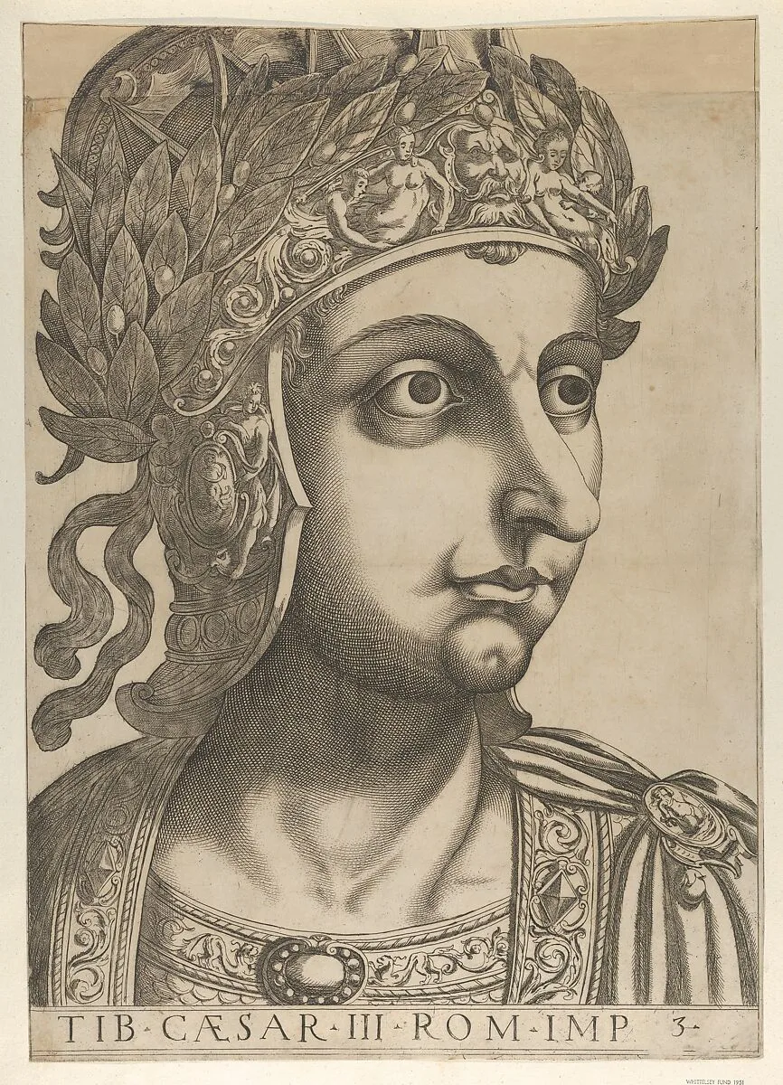 Plate 3: Tiberius turned to the right, from 'The Twelve Caesars' — Anonymous|Raffaello Schiaminossi
