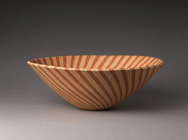 五代伊藤赤水作 無名異練上鉢|Large bowl with stripes — Itō Sekisui V