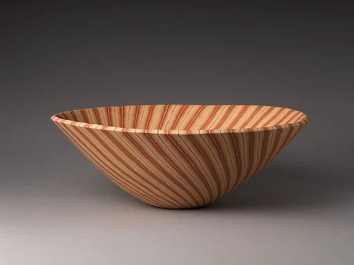 五代伊藤赤水作 無名異練上鉢|Large bowl with stripes