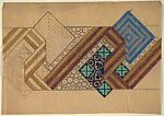 Frieze with Striped Ribbon Overlapping a Lozenge with a Cloverleaf Motif — Anonymous, French, 20th century