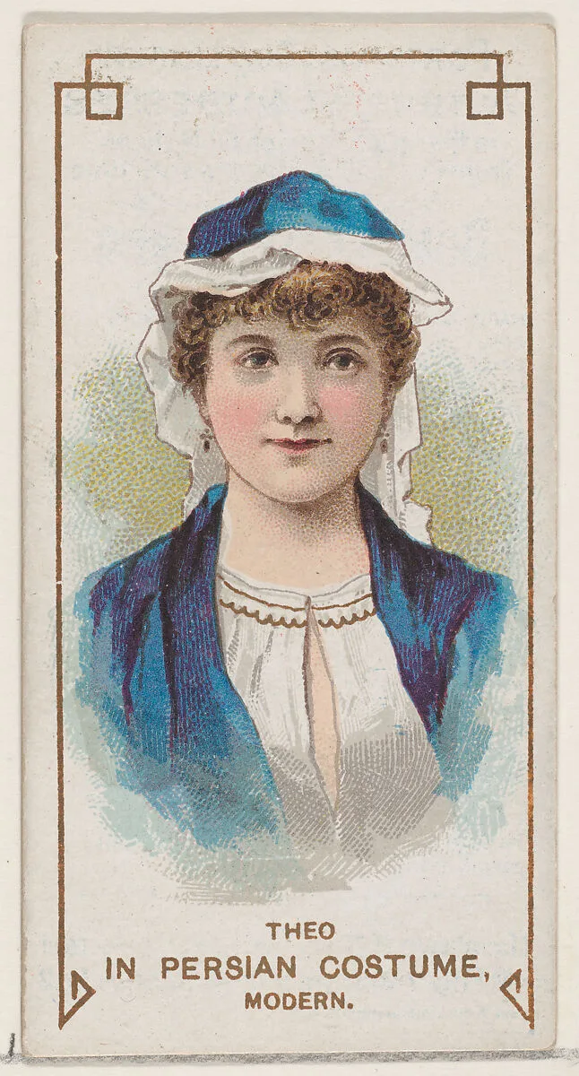 Theo in Modern Persian Costume, from the set Actors and Actresses, First Series (N70) for Duke brand cigarettes — W. Duke, Sons & Co.|Knapp & Company