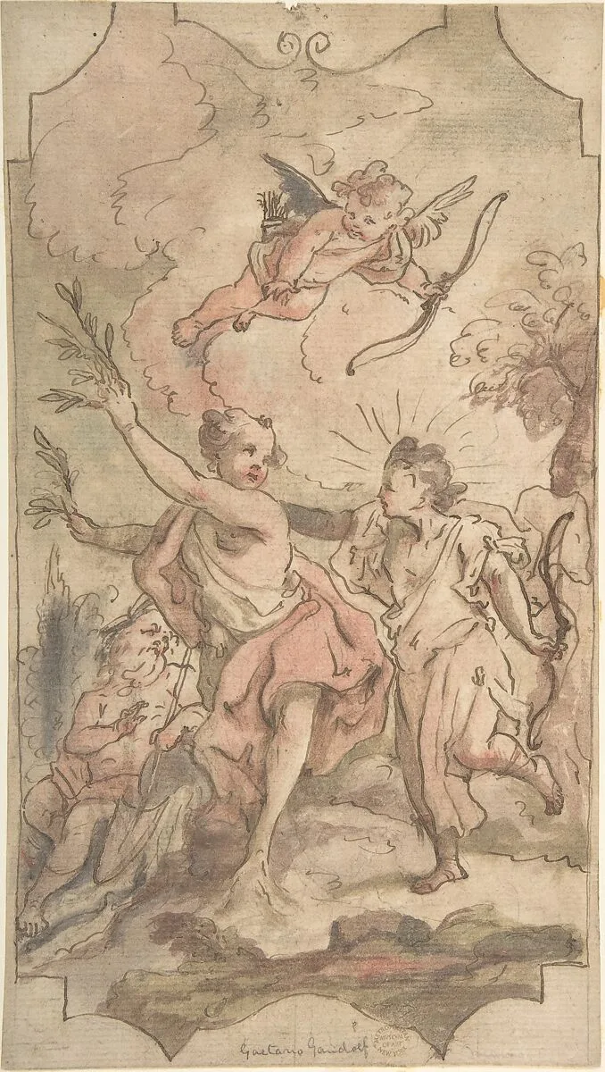 Apollo and Daphne: Design for a Wall or Ceiling Panel — Giovanni Larciani ("Master of the Kress Landscapes")