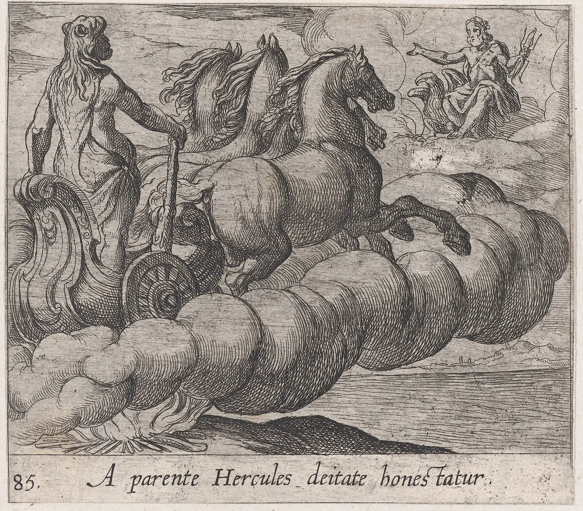 Plate 85: The Immortalization of Hercules (A parente Hercules deitate honestatur), from Ovid's 'Metamorphoses' — Antonio Tempesta