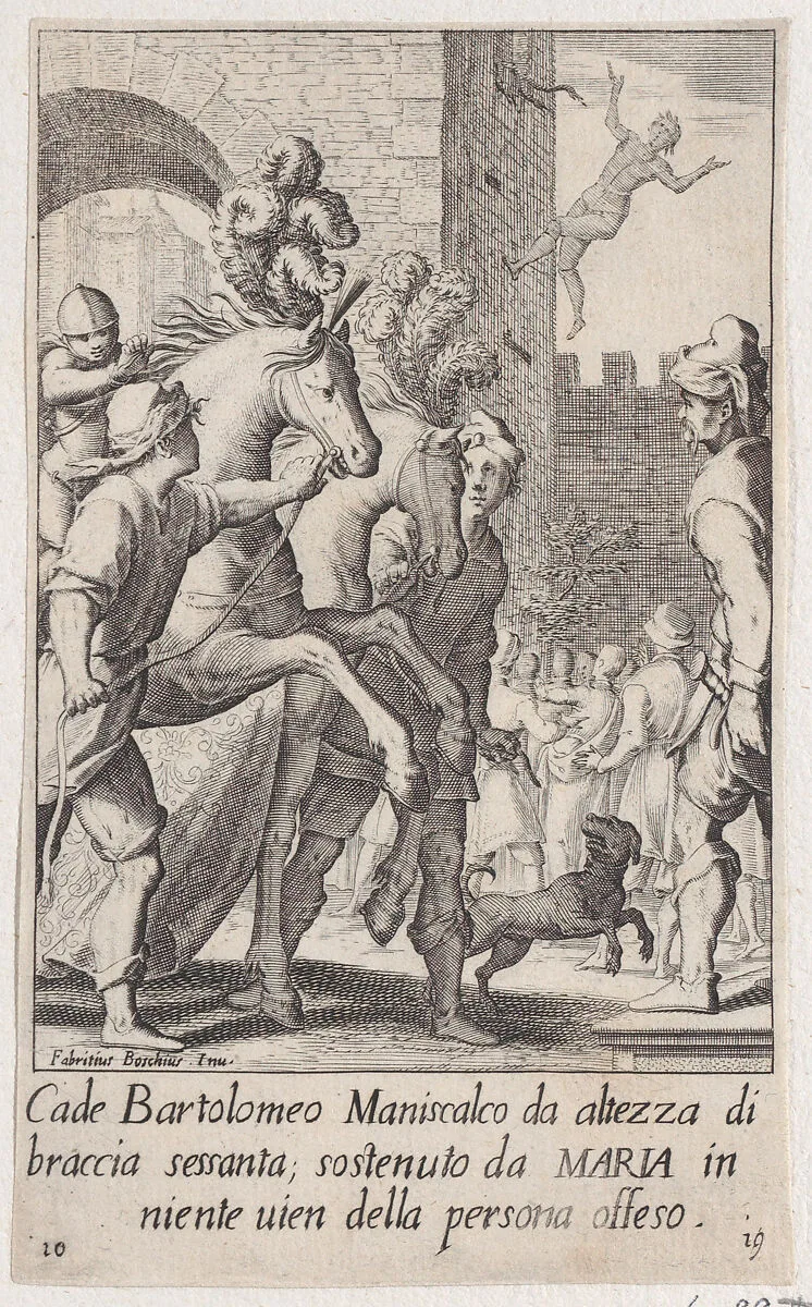 Bartolomeo, Blacksmith-Ferrier, from Scelta d'Alcuni Miracoli e Grazie della Santissima Nunziata di Firenze (Selection of Some Miracles and Graces that Occurred in the Church of the Annunziata in Florence) — Jacques Callot|Fabrizio Boschi