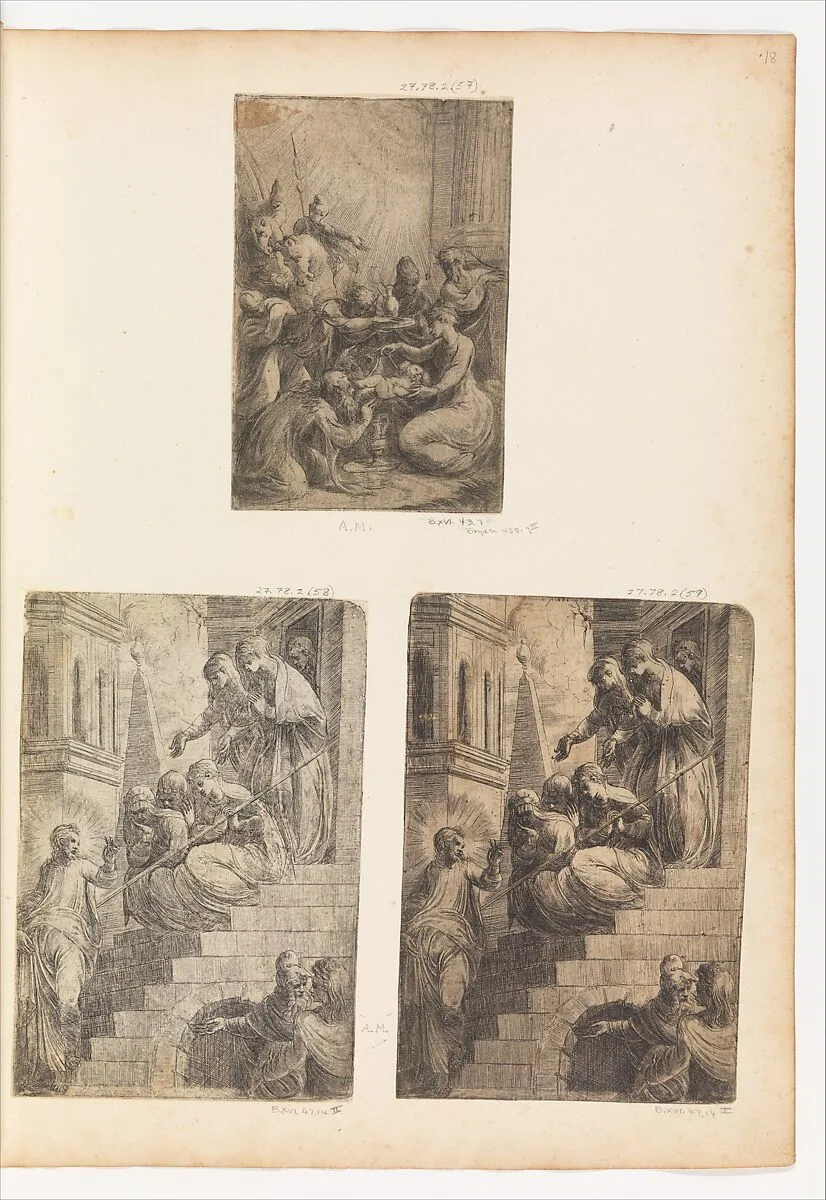Christ and the Women on the Staircase — Andrea Schiavone (Andrea Meldola)