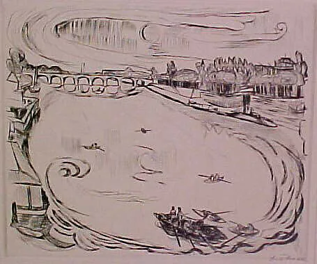 The River Main, from the portfolio ¦Faces¦ — Max Beckmann|Marées Gesellschaft, R. Piper & Co.
