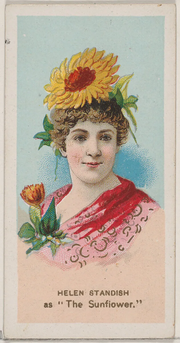 Helen Standish as "The Sunflower," from the series Fancy Dress Ball Costumes (N73) for Duke brand cigarettes — W. Duke, Sons & Co.|Knapp & Company