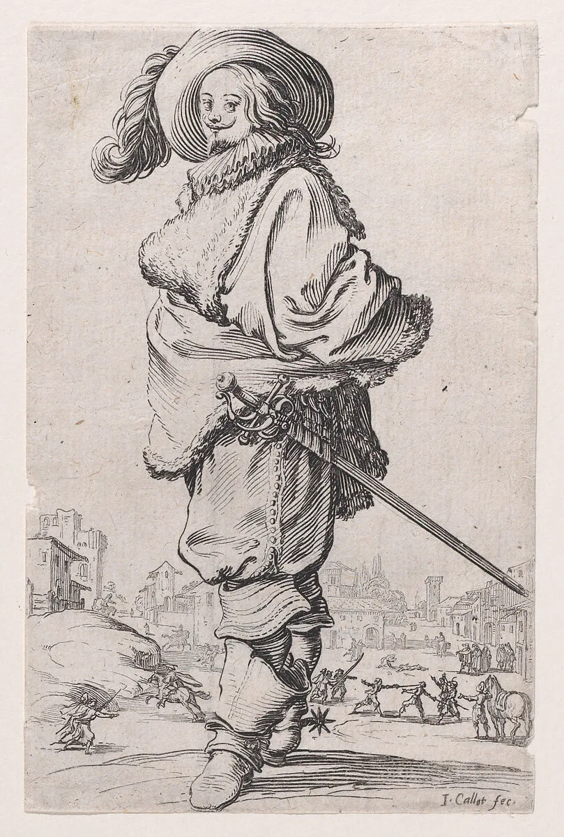 Le Gentilhomme au Plastron de Fourrure (The Gentleman with a Fur Shirt Front), from La Noblesse (The Nobility) — Jacques Callot