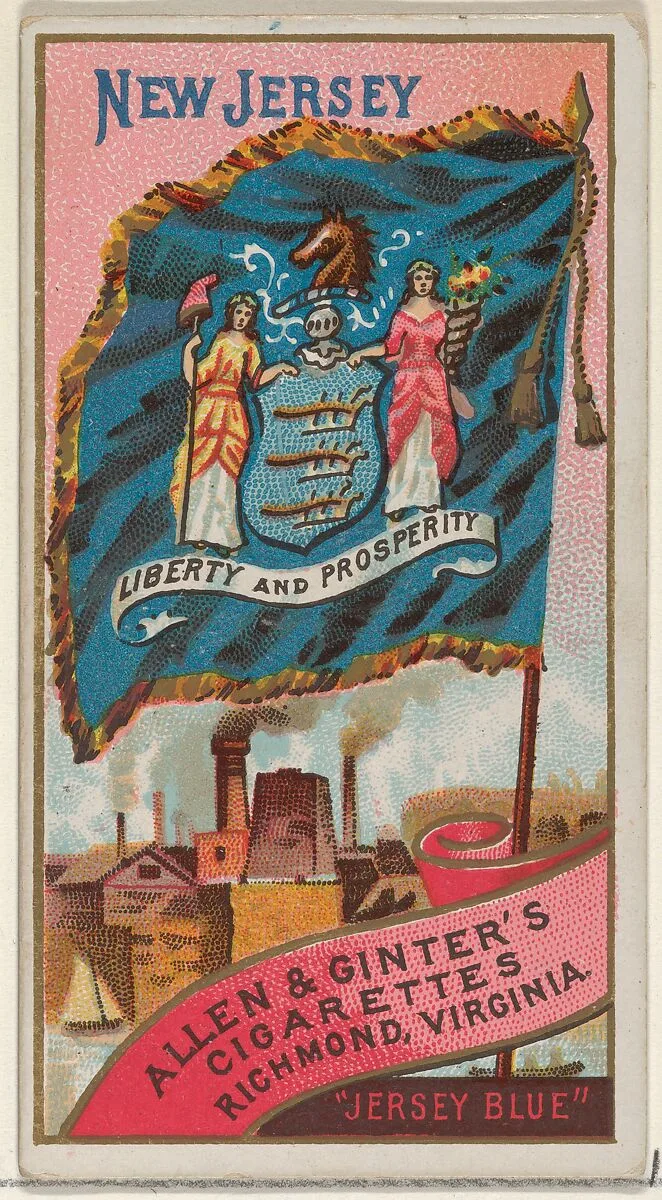New Jersey, from Flags of the States and Territories (N11) for Allen & Ginter Cigarettes Brands — Allen & Ginter
