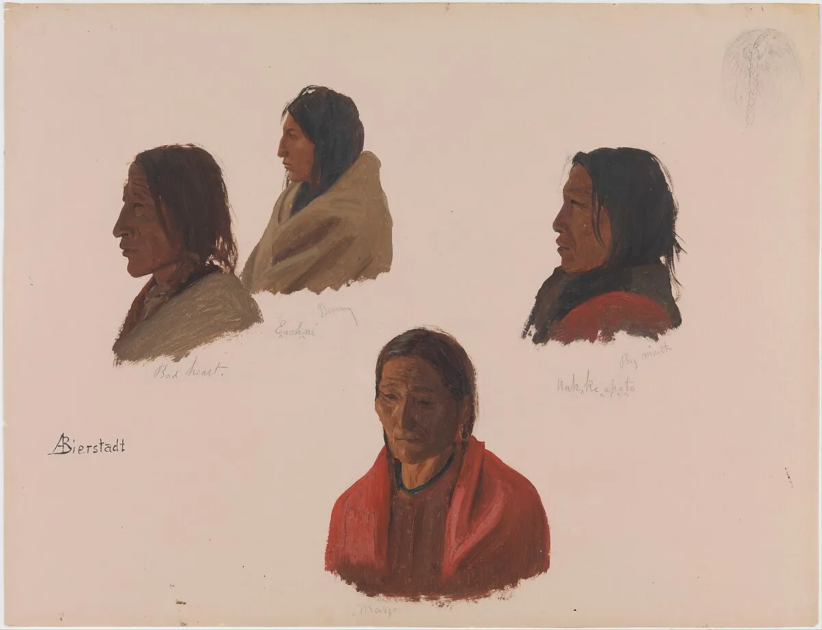 Studies of Native American Leaders Made at Fort Laramie — Albert Bierstadt