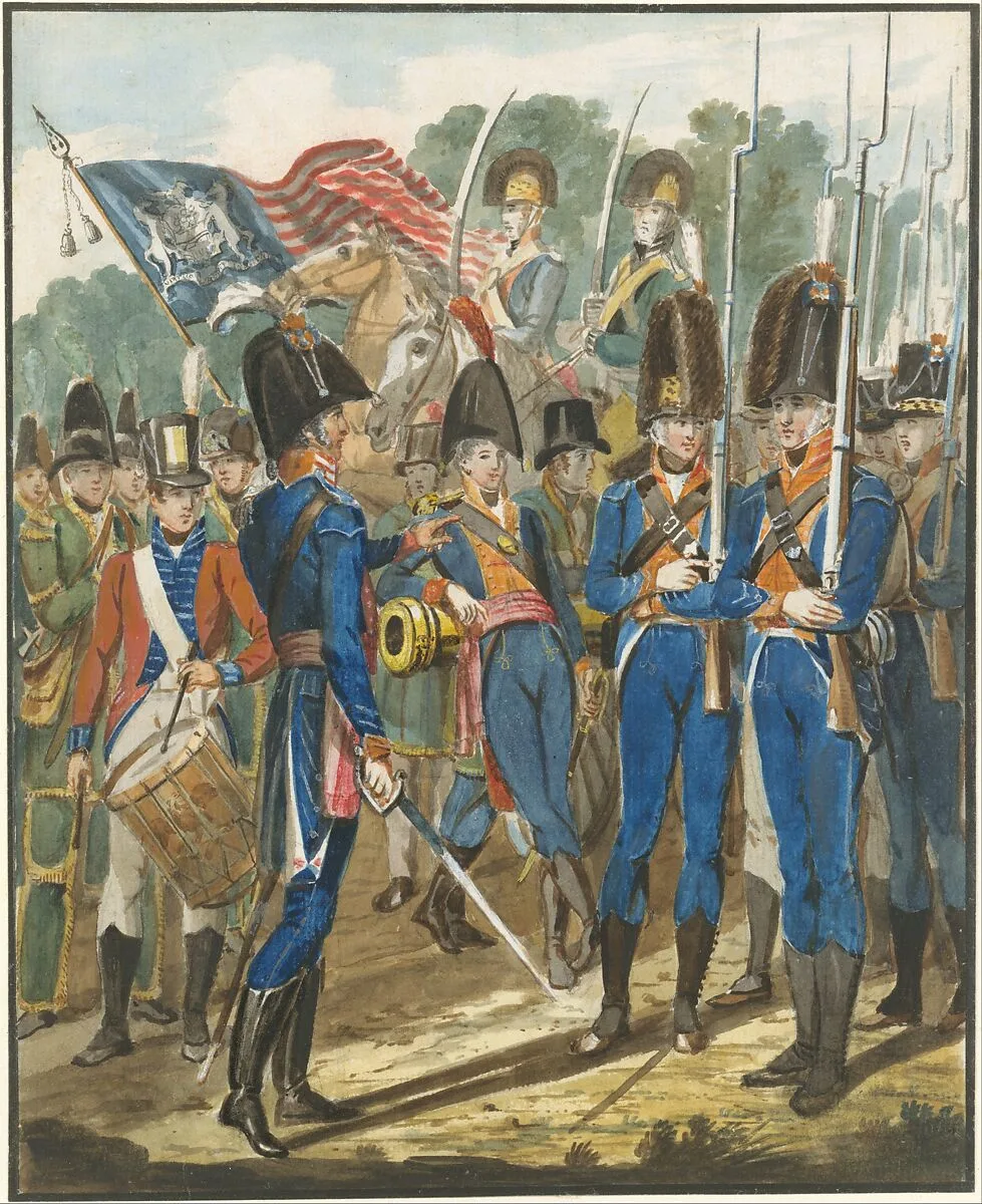 Members of the City Troop and Other Philadelphia Soldiery — John Lewis Krimmel|Pavel Petrovich Svinin