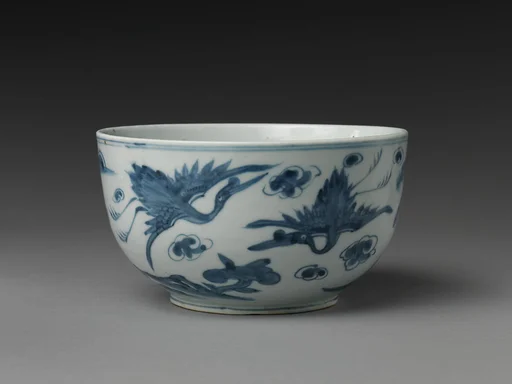 백자 청화 십장생 무늬 대접 조선|白磁靑畫十長生文大楪 朝鮮|Bowl decorated with the Ten Symbols of Longevity