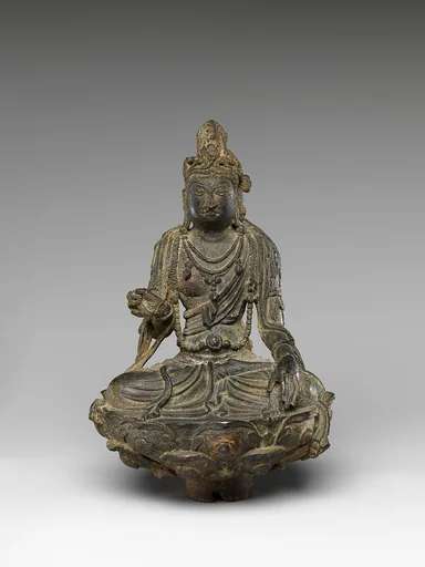 唐 鎏金青銅菩薩坐像|Seated bodhisattva