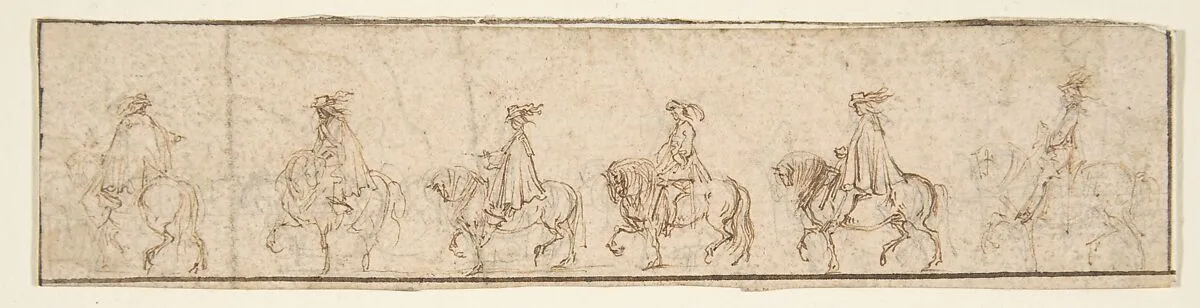 Procession of Six Horsemen in Profile View Facing Left. — Stefano della Bella