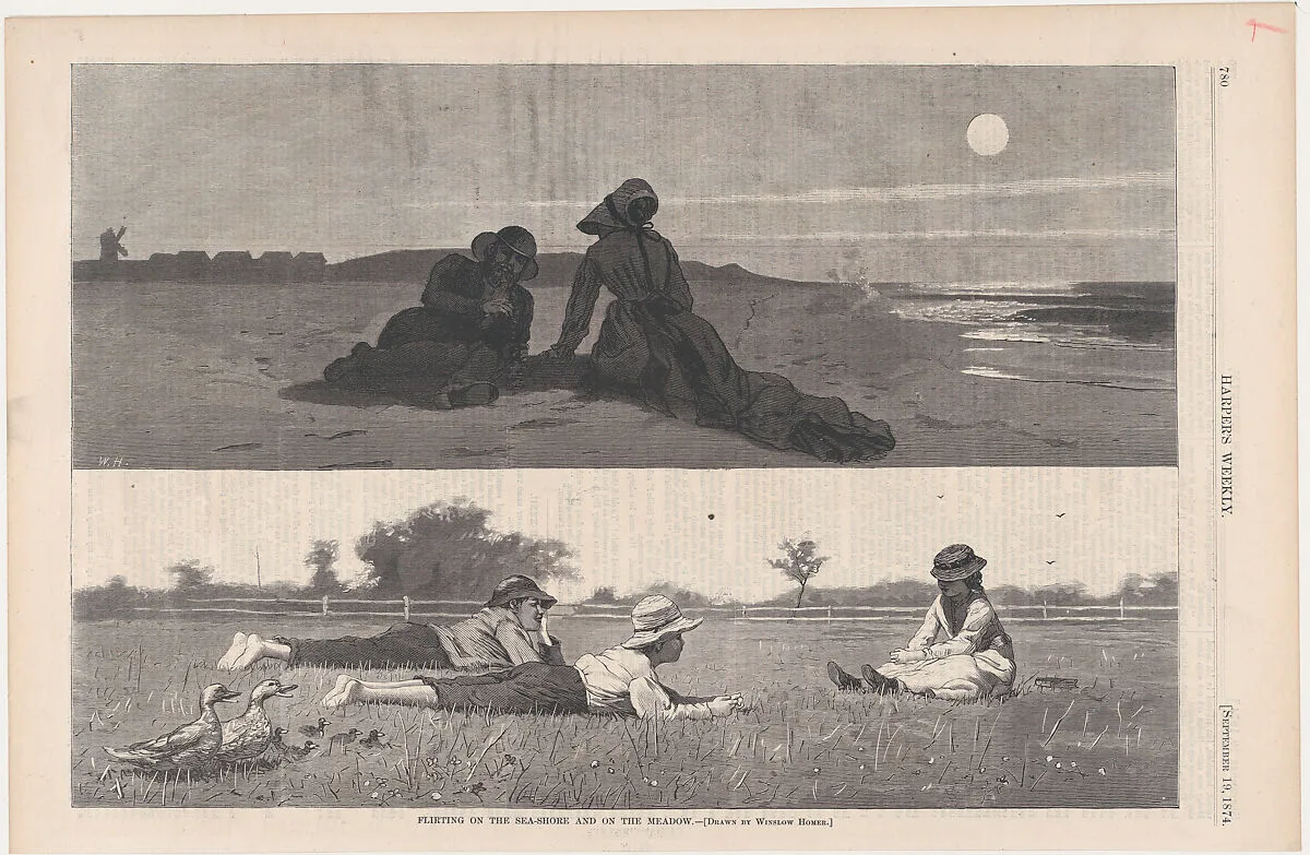 Flirting on the Sea-Shore and on the Meadow (from "Harper's Weekly," Vol. XVIII) — Winslow Homer|Harper's Weekly|Harper & Brothers