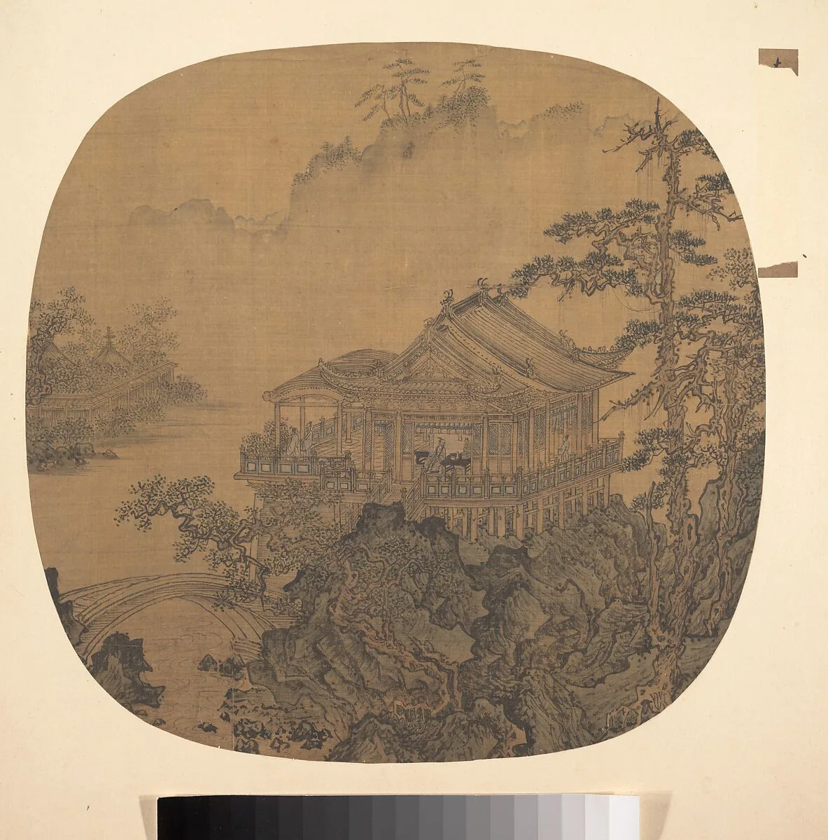 明? 佚名 舊傳李嵩 溪山樓閣圖 扇|Pavilion on a pond — Li Song|Unidentified artist