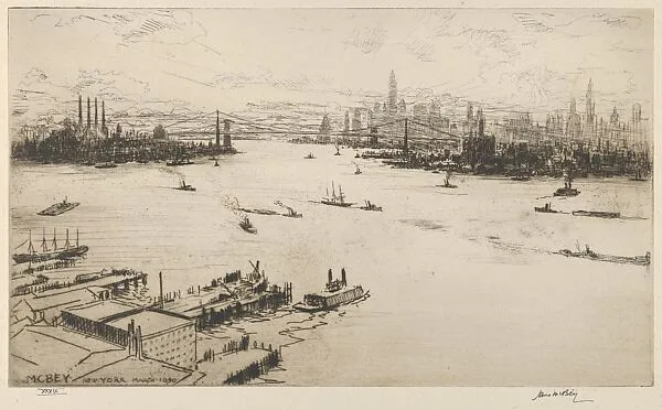 East River, Sunset — James McBey