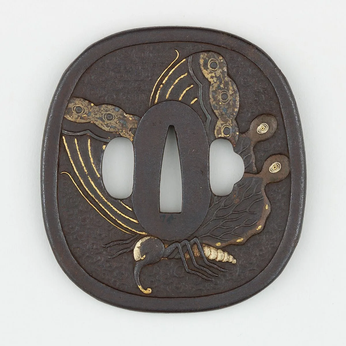 Sword Guard (<i>Tsuba</i>) With the Motif of Chrysanthemums and Butterfly (菊と蝶図鐔) — Unknown
