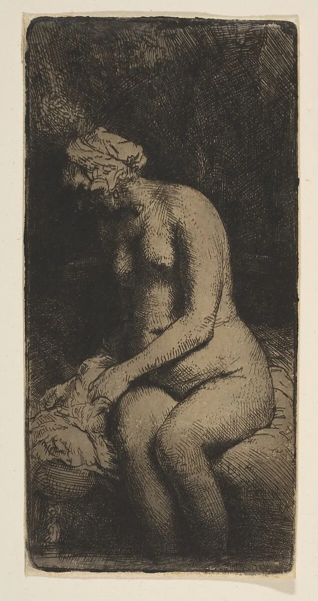 Woman Bathing Her Feet at a Brook — Rembrandt (Rembrandt van Rijn)