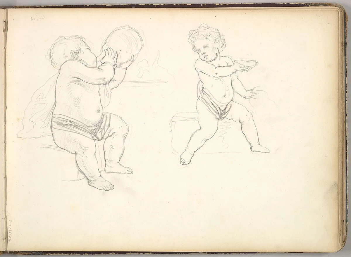 Two Children (in Sketch Book With Drawings on Twenty-six Leaves) — Frederic, Lord Leighton