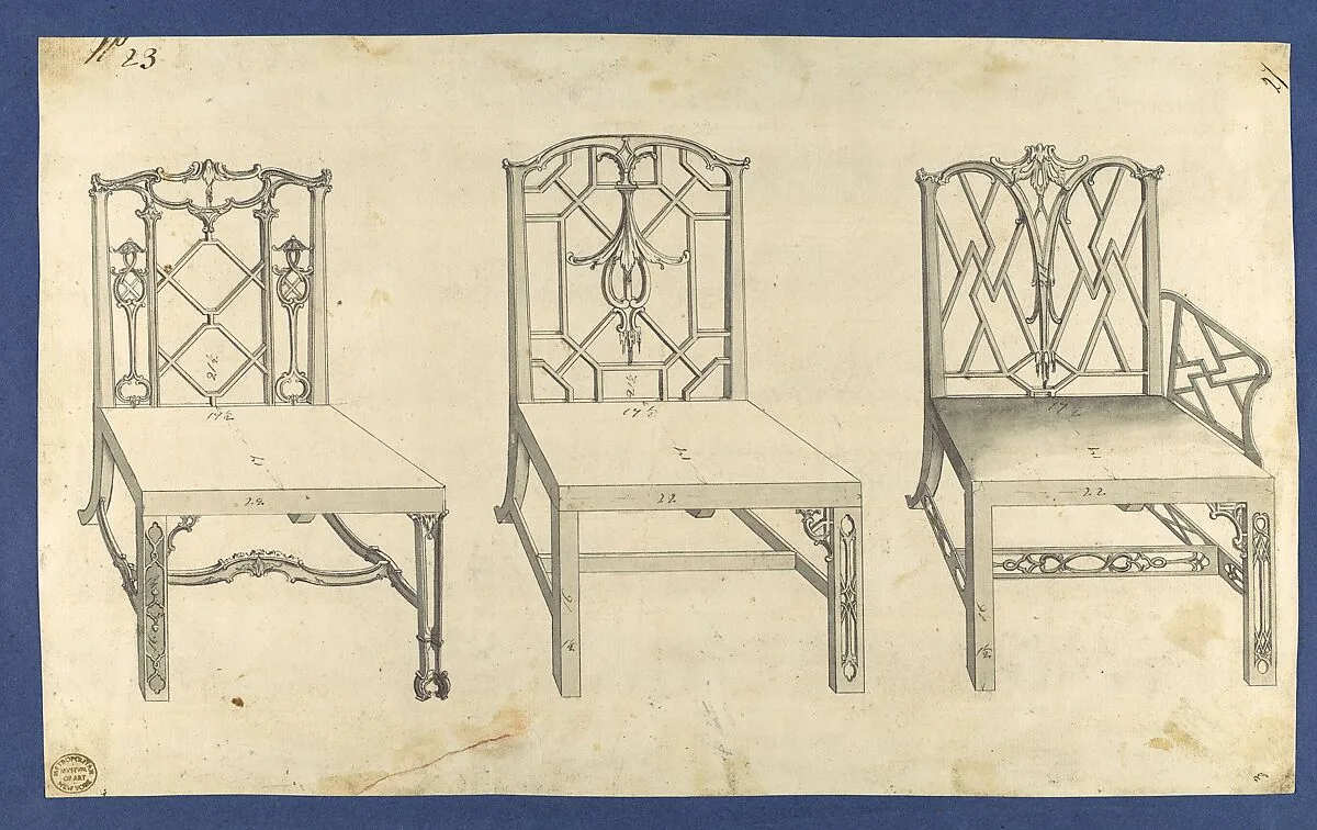 Chinese Chairs, in Chippendale Drawings, Vol. I — Thomas Chippendale