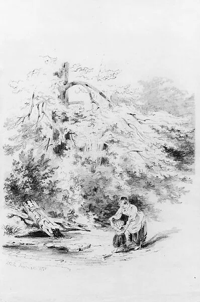 Mother and Child at a Stream — Xanthus Russell Smith