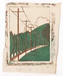 Poplar Trees and Telegraph Poles (trial proof 2 of 5) in green & sepia — Ursula Fookes