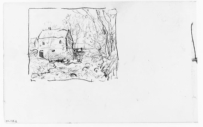 View of House by Waterfall and Stream (from Sketchbook) — Henry Ward Ranger