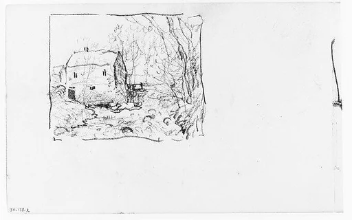 View of House by Waterfall and Stream (from Sketchbook)