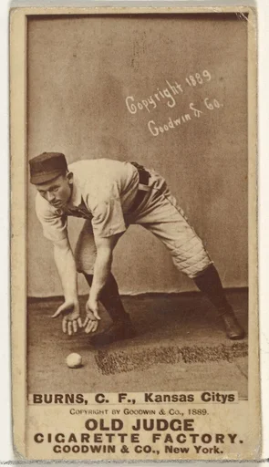 James M. "Jim" Burns, Center Field, Kansas City Cowboys, from the Old Judge series (N172) for Old Judge Cigarettes
