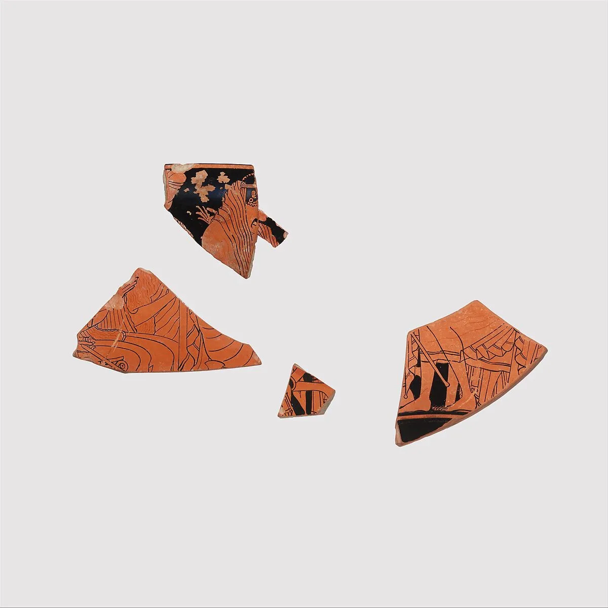 Fragments of a terracotta kylix (drinking cup) — Euthymides