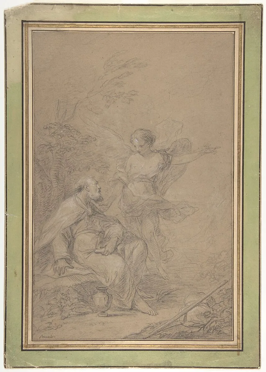 Elijah Visited by an Angel in the Wilderness (I Kings 19:4-8) — Jean-Baptiste Bénard